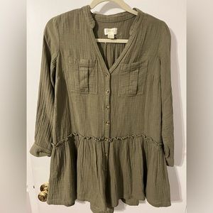 Anthropologie Maeve Katie Textured Utility Tunic Dress Size 4P